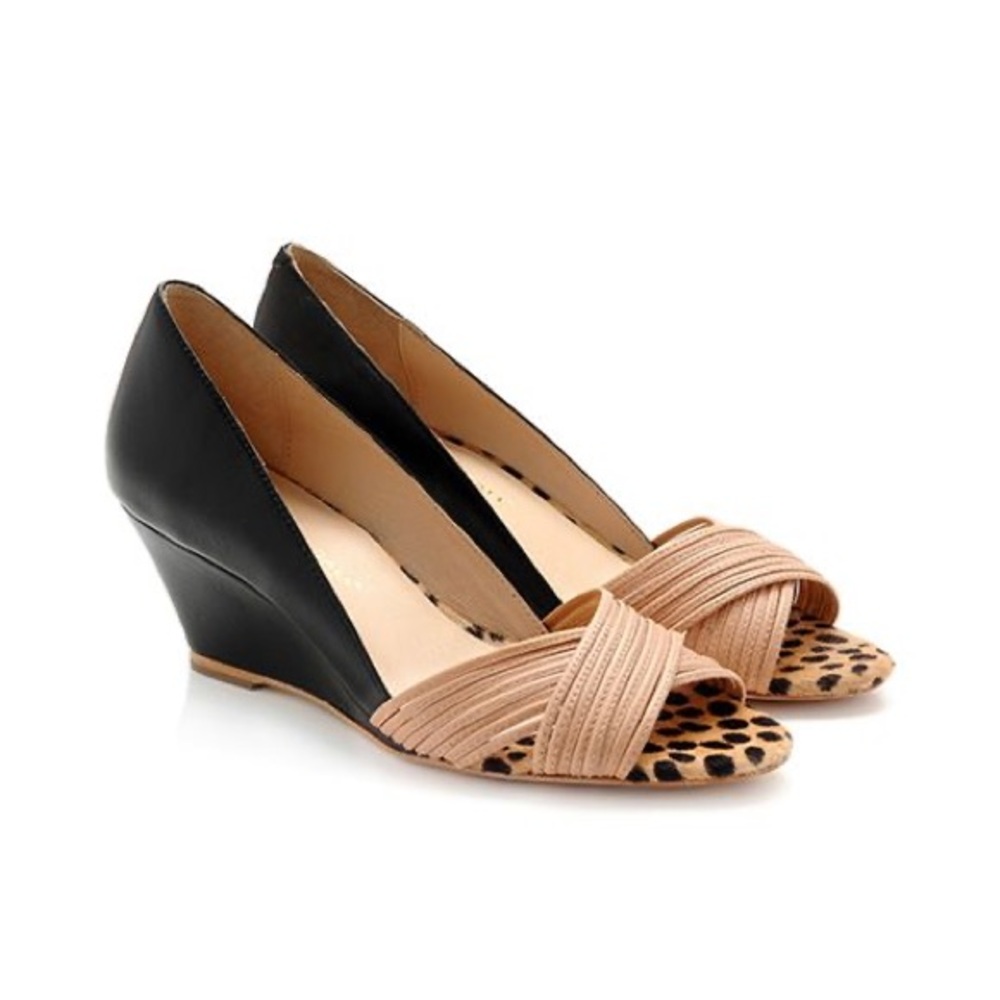 Loeffler Randall Annabel Mignon Wedge in Cheetah Haircalf & Black Sz 5.5